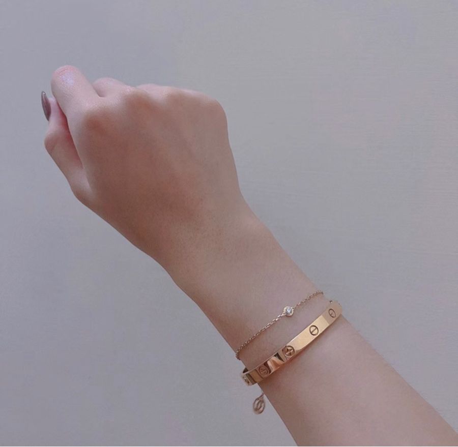 台灣專櫃正品Cartier D'AMOUR 鑽石玫瑰金手鍊-5
