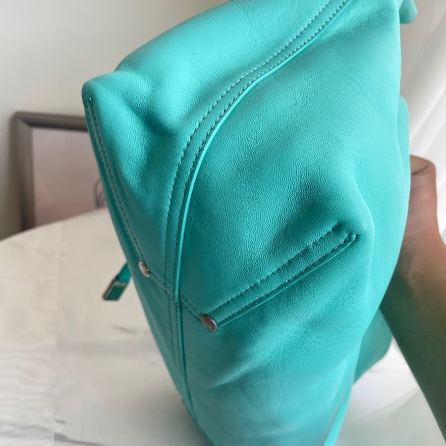 TIFFANY藍羊皮肩背購物包 托特包-12