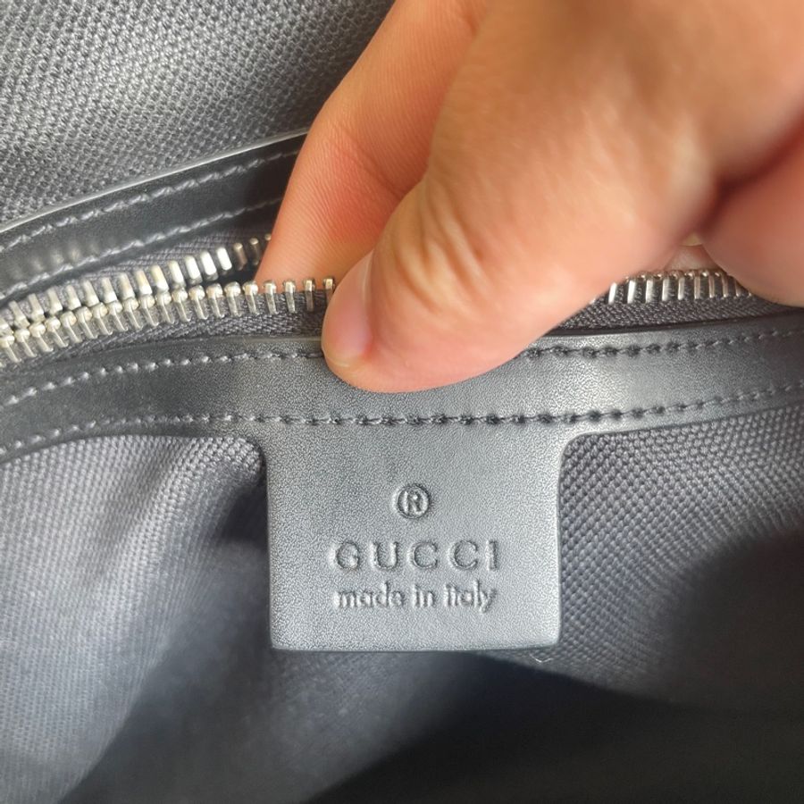 GUCCI supreme藍紅條紋拉鍊手拿包-8