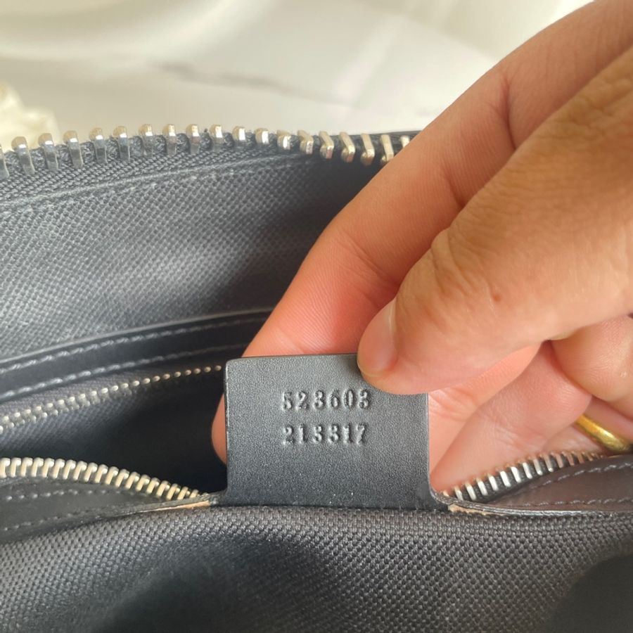 GUCCI supreme藍紅條紋拉鍊手拿包-9