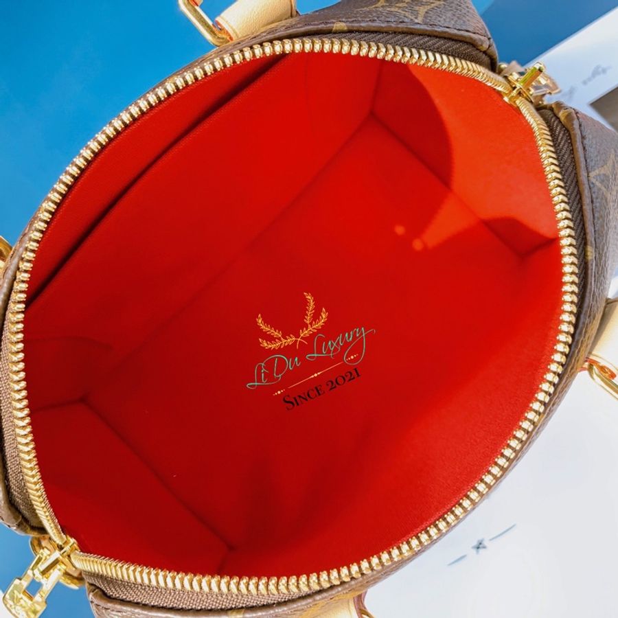 LV 字紋老花 speedy 20 桃紅揹帶 波士頓-3