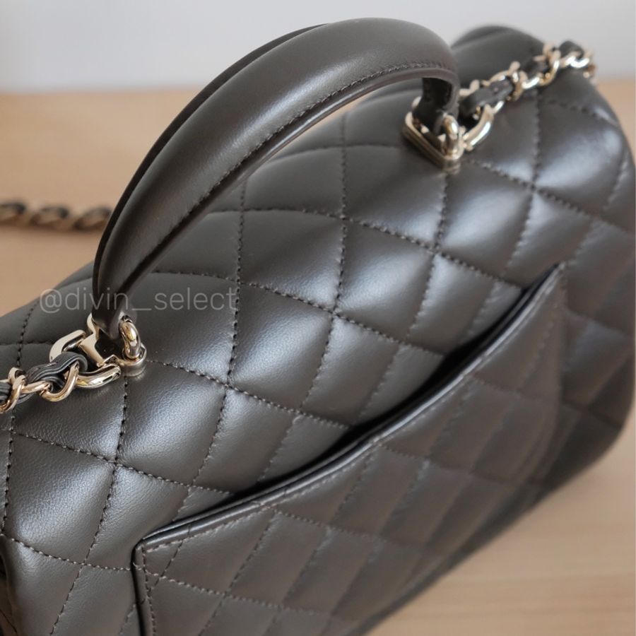 Chanel Mini classic flap handle bag 23A深棕色 香奈兒手柄mini cf-3