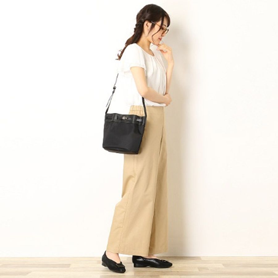 agnes b. voyage系列 2019春夏 日本限定 MS20-02 防潑水尼龍拼接皮革 單肩包 肩背包 斜背包 側背包 斜跨包 水桶包-0