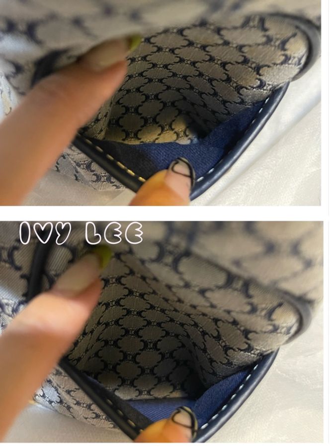 CELINE 手提包 Boogie Bag Macadam海軍藍134022BLA帆布皮革手提包vintage 二手精品-16
