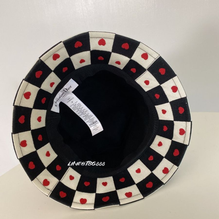 Dior 愛心棋盤格印花漁夫帽-6