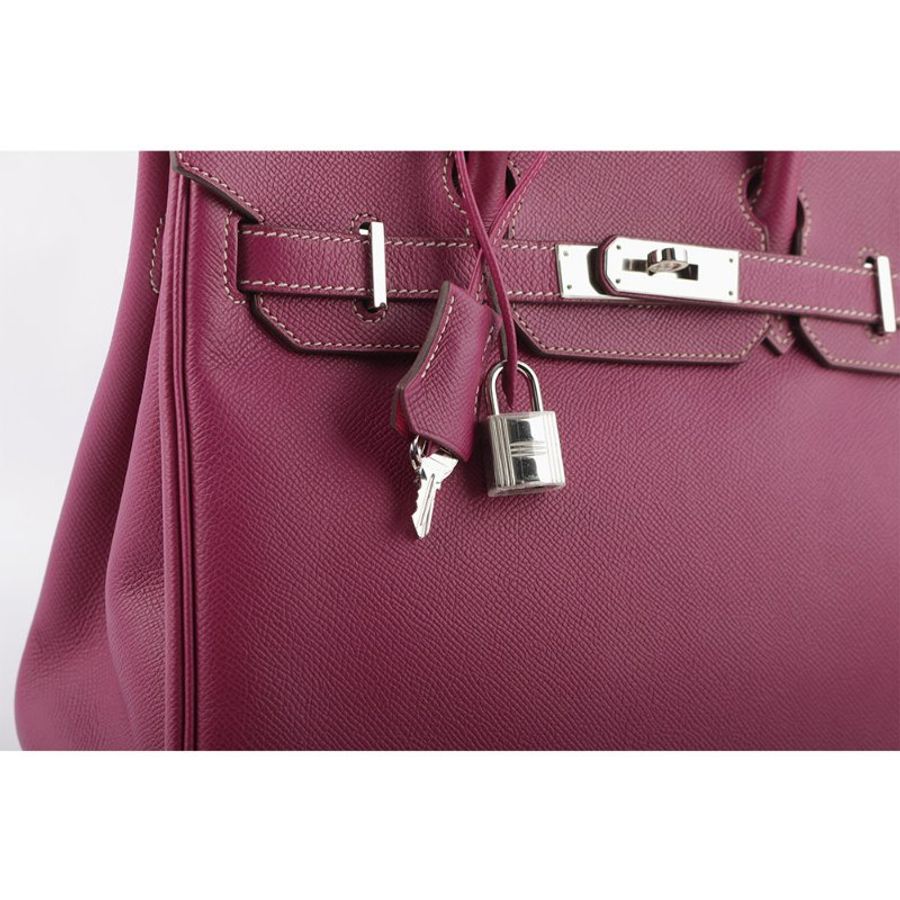 HERMES Birkin 銀釦 Epsom皮 內拼色 30cm (莓紫色/粉色)-6