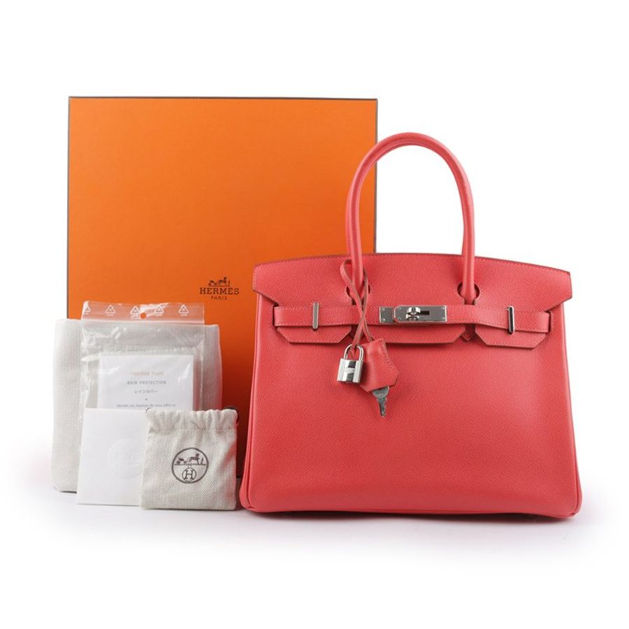 HERMES Birkin 銀釦 Epsom皮 30cm (粉橘色)-6