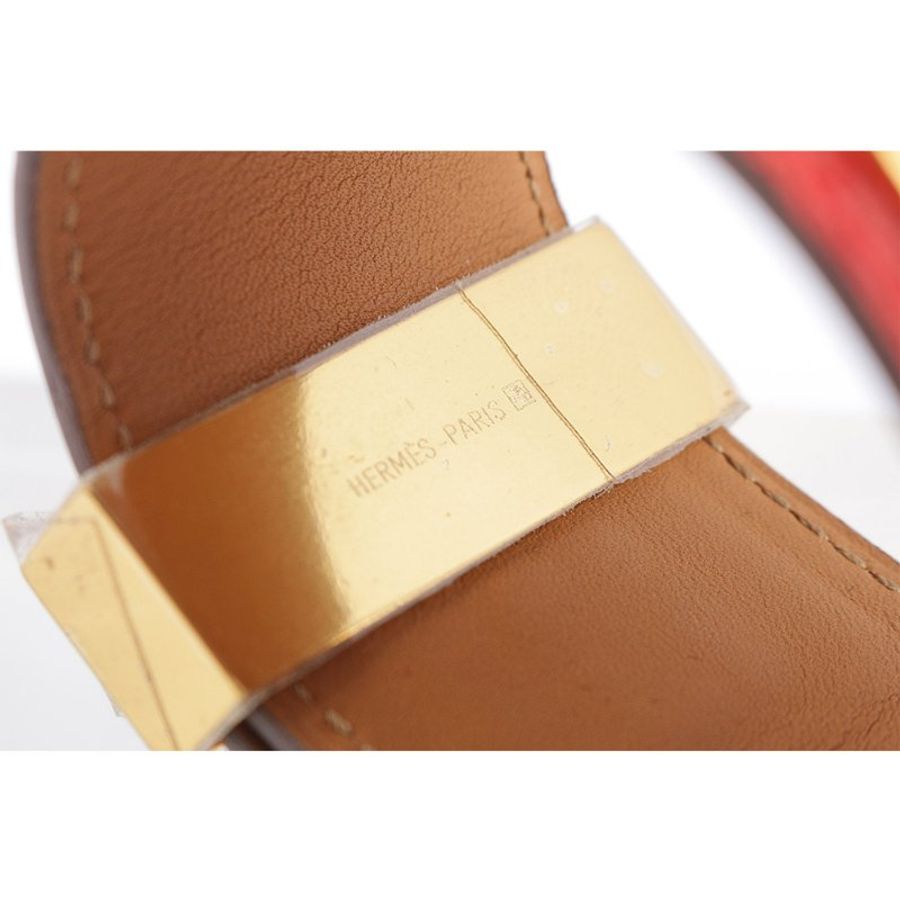 HERMES 鱷魚皮 鉚釘金釦CDC手環 (S)(粉橘色)-7