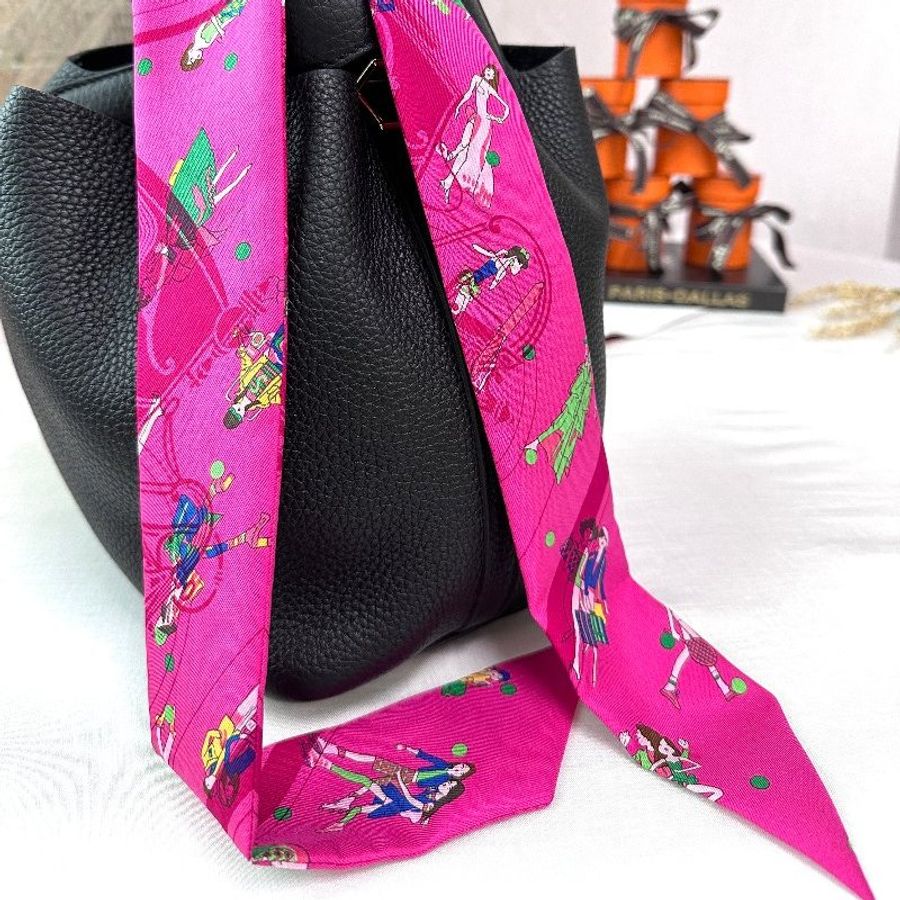 Hermès Twilly 桃色跳舞 / 馬車花紋Lady圖騰絲巾-2