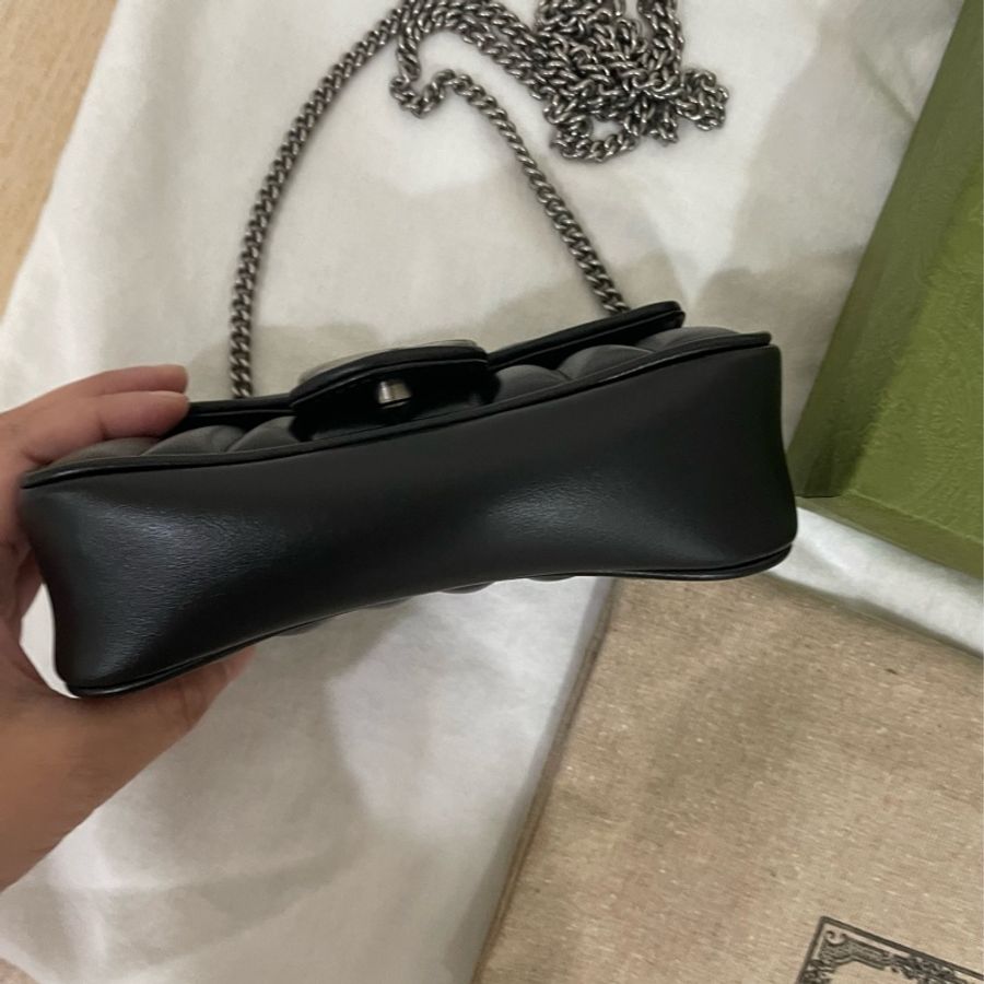 Gucci Marmont mini 黑銀馬蒙-5