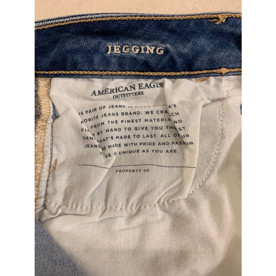 American Eagle 二手 中低腰彈性刷破電繡緊身牛仔褲-8