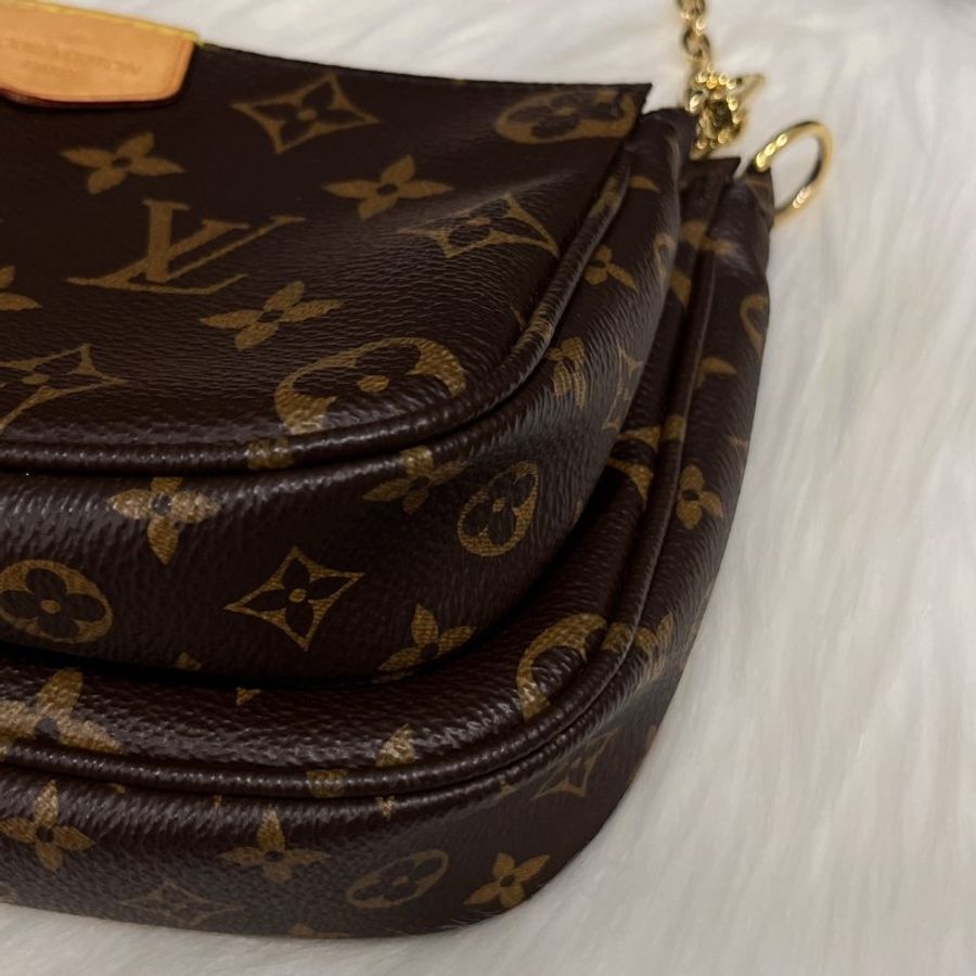Louis Vuitton LV 老花字紋粉色背帶三合一 楊丞琳包 麻將金鍊包/斜背包/肩背包-2