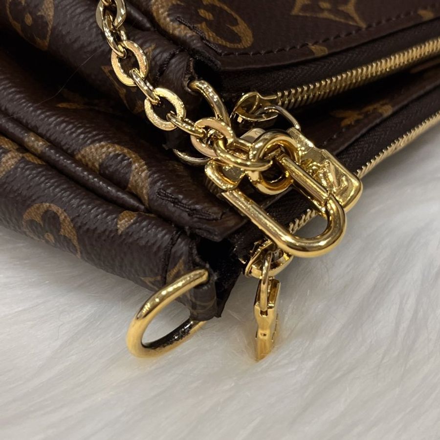 Louis Vuitton LV 老花字紋粉色背帶三合一 楊丞琳包 麻將金鍊包/斜背包/肩背包-6