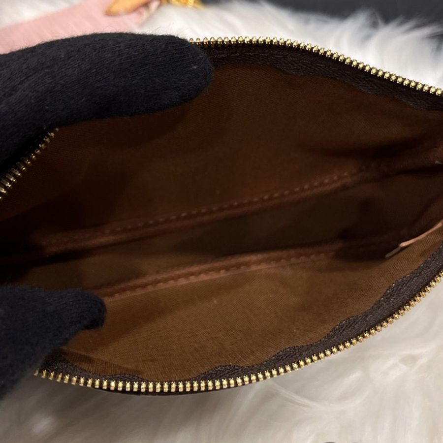 Louis Vuitton LV 老花字紋粉色背帶三合一 楊丞琳包 麻將金鍊包/斜背包/肩背包-8