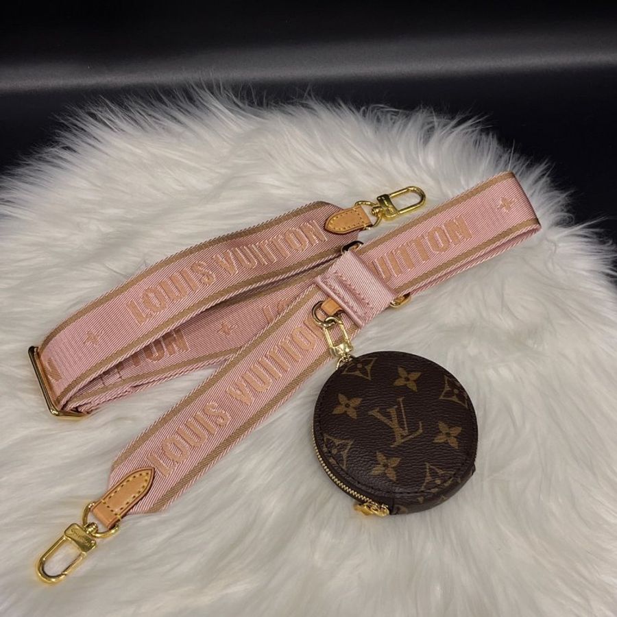 Louis Vuitton LV 老花字紋粉色背帶三合一 楊丞琳包 麻將金鍊包/斜背包/肩背包-10