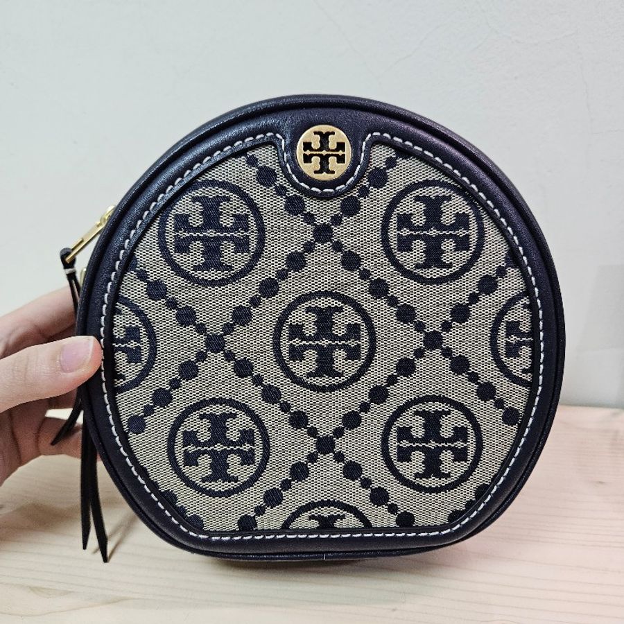 TORY BURCH T MONOGRAM 藍老花圓餅包-0