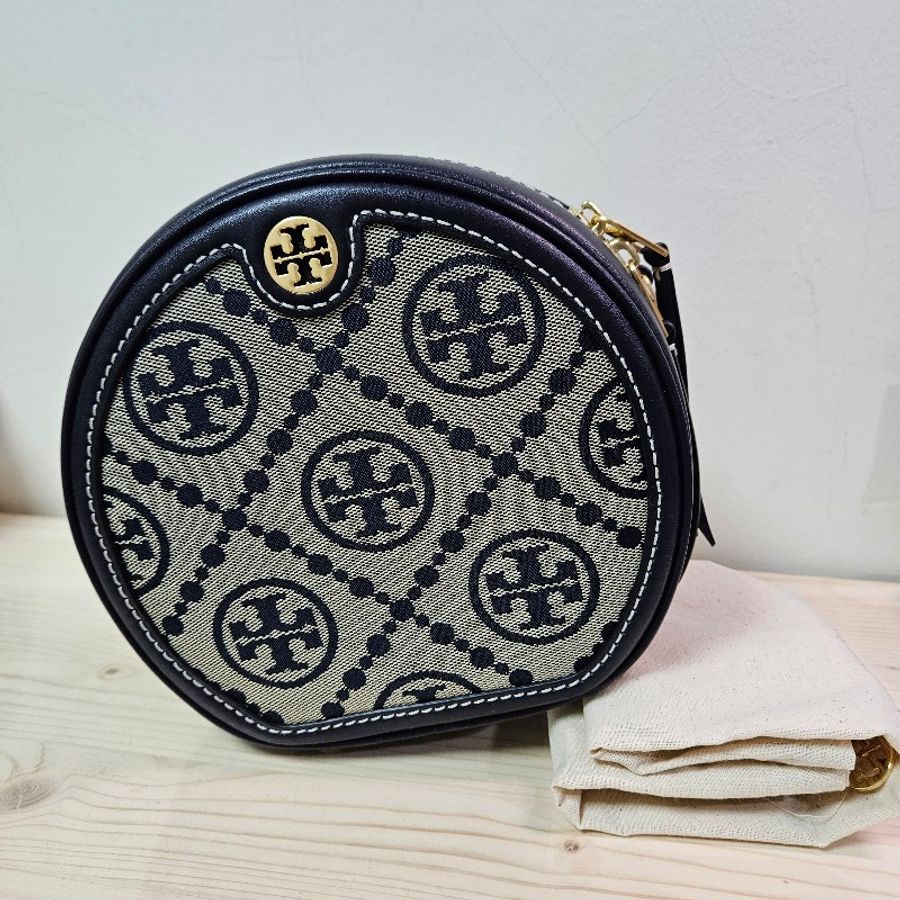 TORY BURCH T MONOGRAM 藍老花圓餅包-1