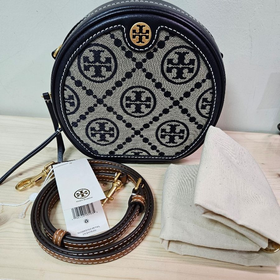 TORY BURCH T MONOGRAM 藍老花圓餅包-4