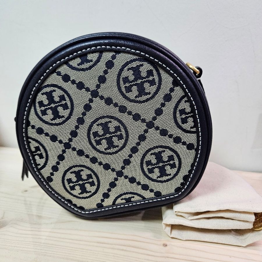 TORY BURCH T MONOGRAM 藍老花圓餅包-12