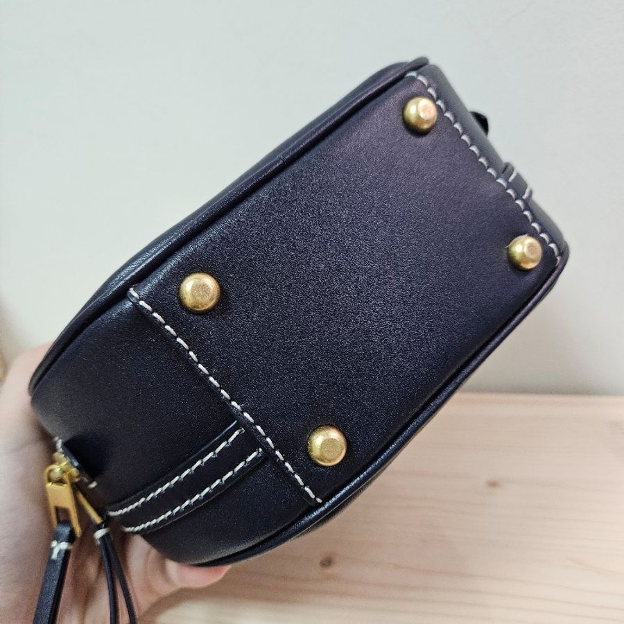 TORY BURCH T MONOGRAM 藍老花圓餅包-13