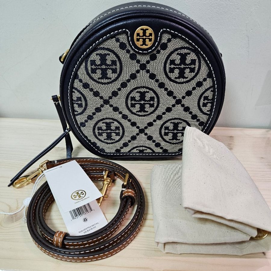 TORY BURCH T MONOGRAM 藍老花圓餅包-18