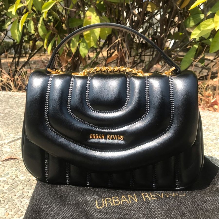 專櫃❤️URBAN REVIVO小香風名媛氣質鏈條包 澎澎包 空氣包 斜挎包 皮革鏈條包 小香包 單肩包 斜背包 側背包 手提小方包 郵差包 枕頭包 肩背包 菱格包 方格包 金屬鏈條包-0