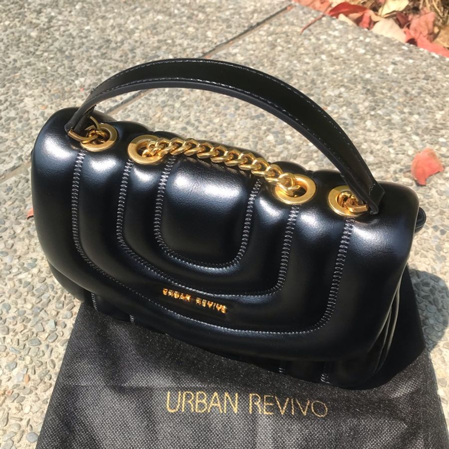 專櫃❤️URBAN REVIVO小香風名媛氣質鏈條包 澎澎包 空氣包 斜挎包 皮革鏈條包 小香包 單肩包 斜背包 側背包 手提小方包 郵差包 枕頭包 肩背包 菱格包 方格包 金屬鏈條包-2
