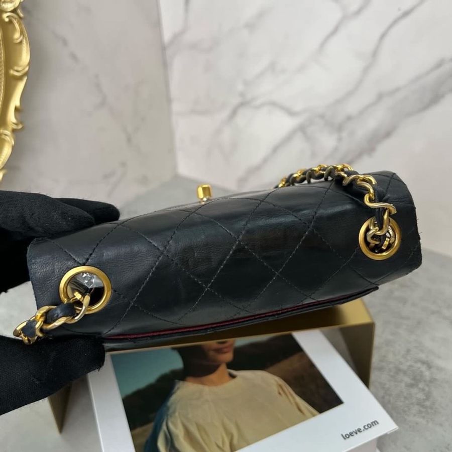 Chanel 黑色羊皮 中古Vintage方胖子 17cm-4