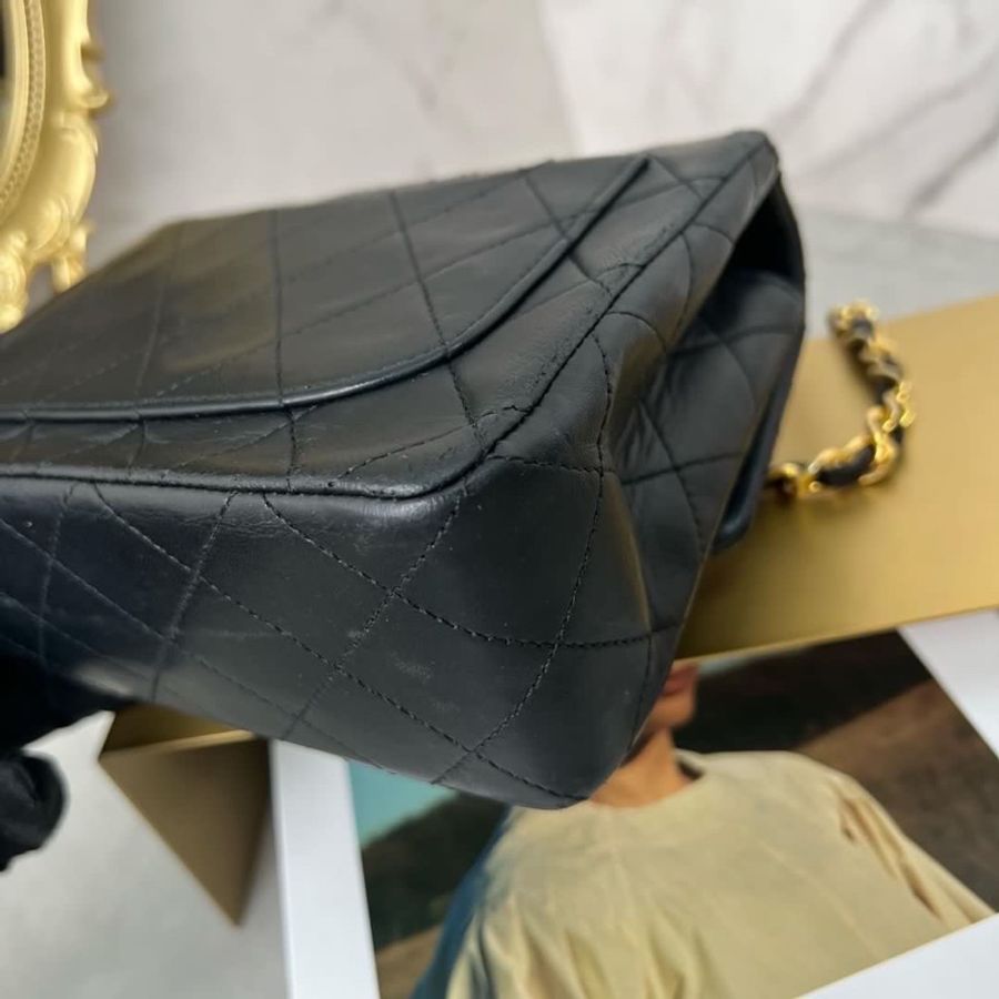 Chanel 黑色羊皮 中古Vintage方胖子 17cm-14