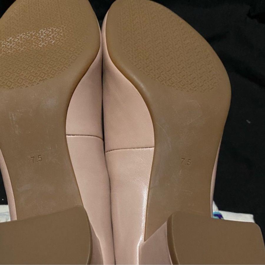 Tory Burch 經典logo粉膚粗跟鞋#7.5-15