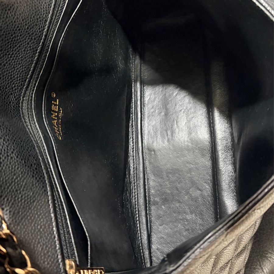 CHANEL 黑色荔枝CF30 經典大型口蓋包-10