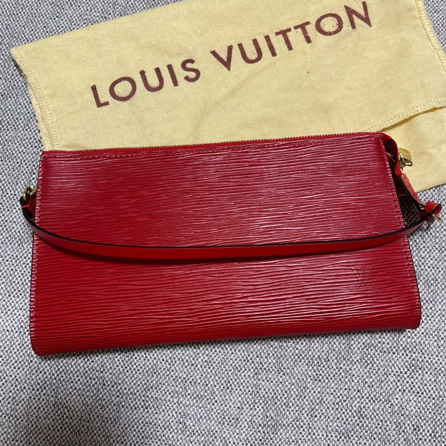 LV Vintage 經典紅色EPI 條紋 迷你肩背包 手拿晚宴包-5