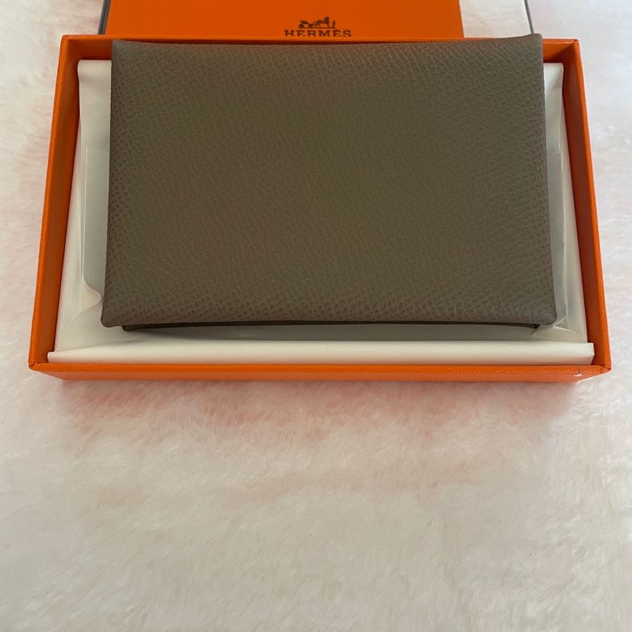 全新Hermes Calvi 大象灰卡夾-4