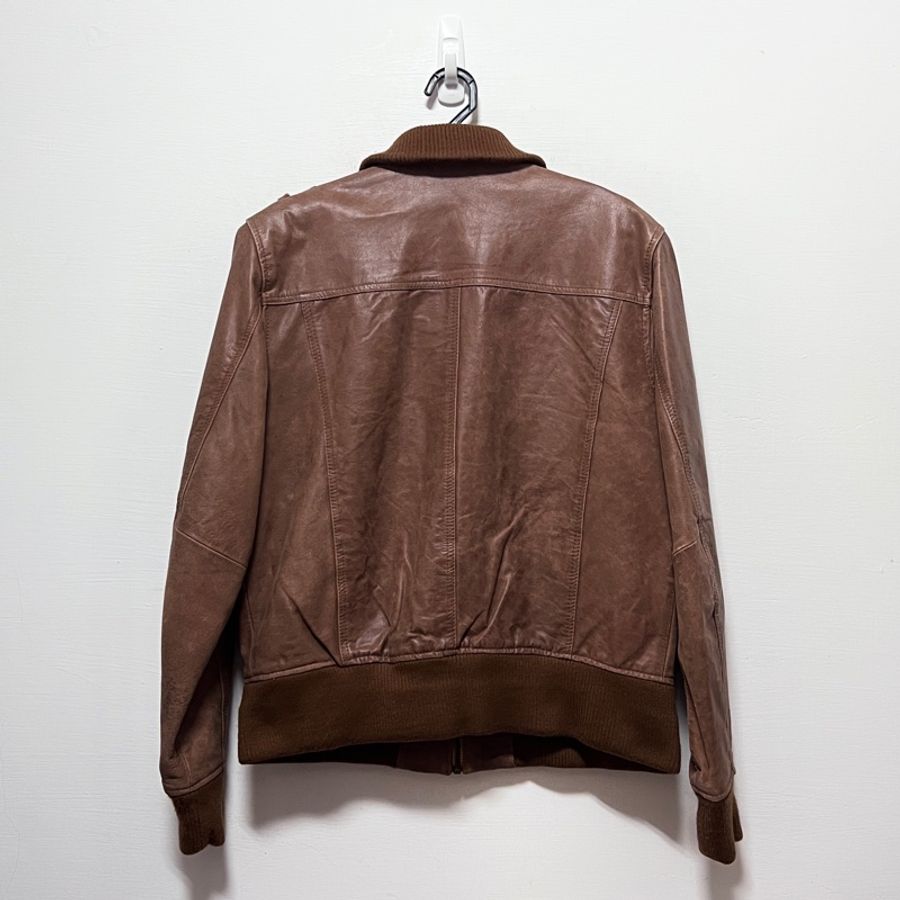 英國購入 Aviatrix Bomber Leather Jacket 螺紋飛行員皮夾克 真皮 皮衣 皮外套 復古 皮革 緞面內裏-2