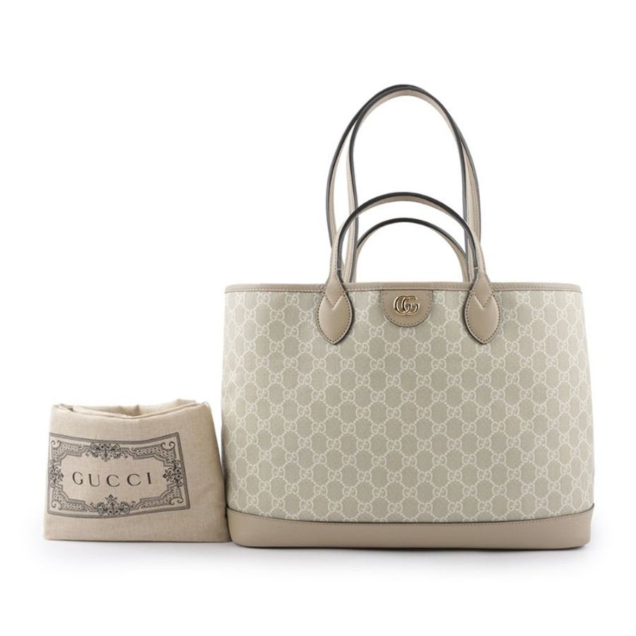 GUCCI Ophidia 帆布手提/肩背二用中款托特包(燕麥色)-5