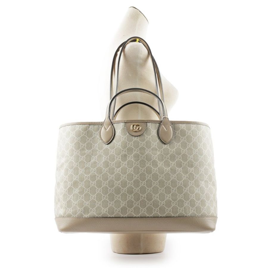 GUCCI Ophidia 帆布手提/肩背二用中款托特包(燕麥色)-6