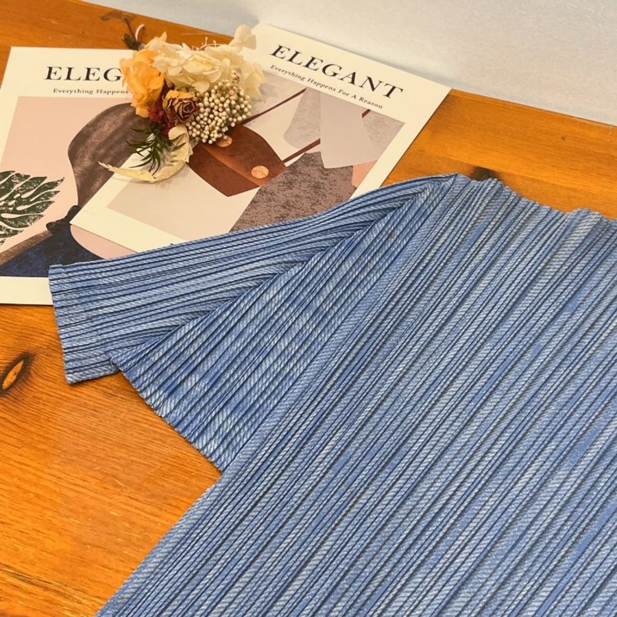 ISSEY MIYAKE 三宅一生 PP水藍色短袖高領上衣/服飾 3號-2