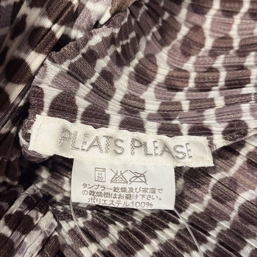 ISSEY MIYAKE 三宅一生 PP有領咖啡圓點上衣/服飾 4號-4