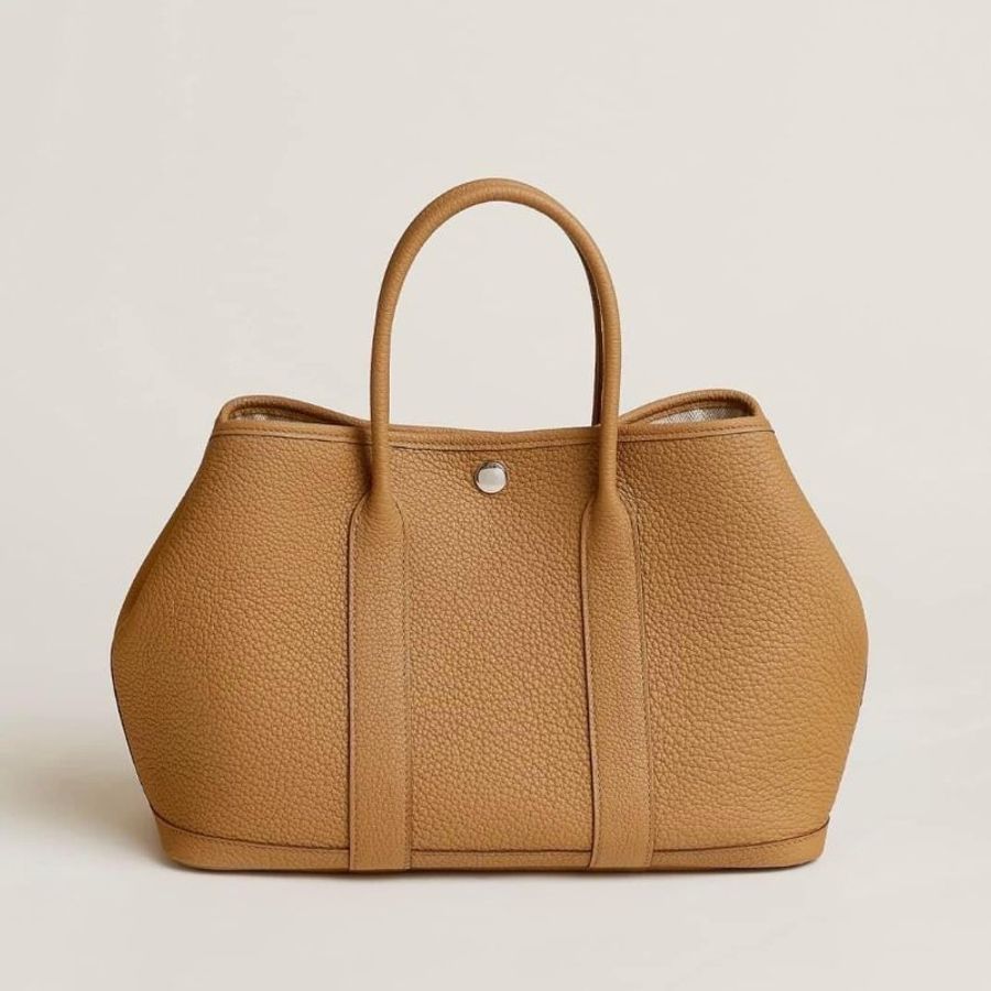【台灣現貨】愛馬仕 HERMES garden party GP30 餅乾色牛皮手提包 4B-0