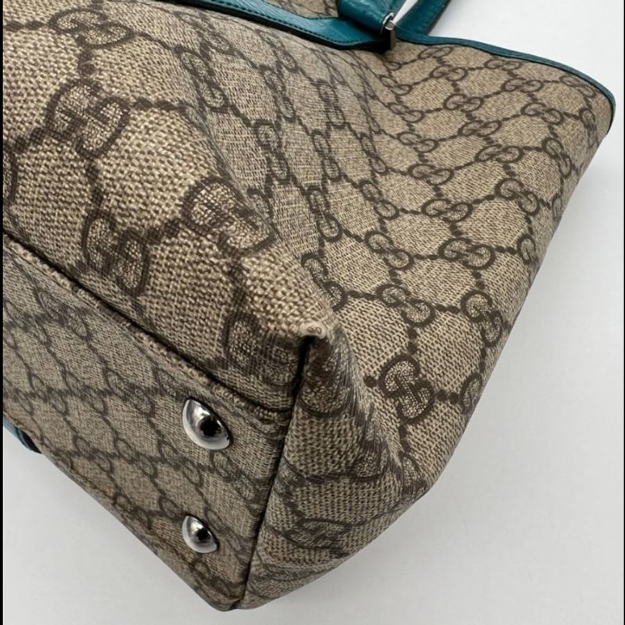 GUCCI 土耳其藍PVC防水托特包-9
