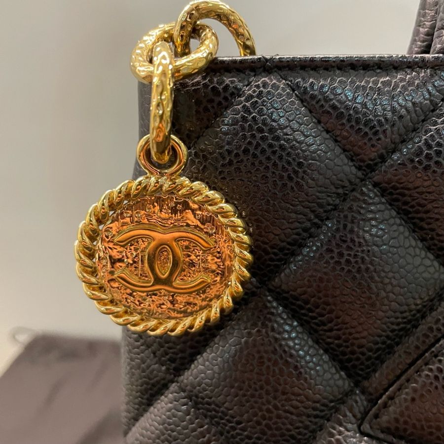 Chanel Beige Quilted Caviar Medallion Tote-3