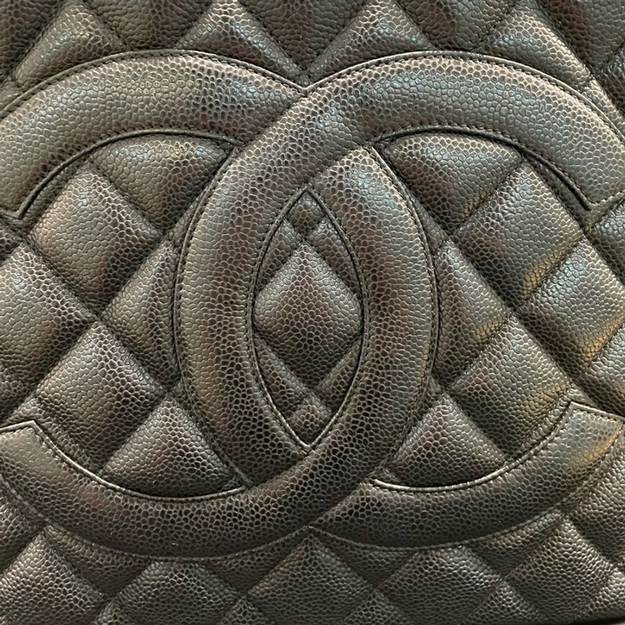 Chanel Beige Quilted Caviar Medallion Tote-6