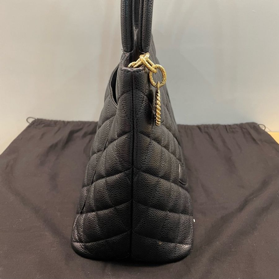 Chanel Beige Quilted Caviar Medallion Tote-7