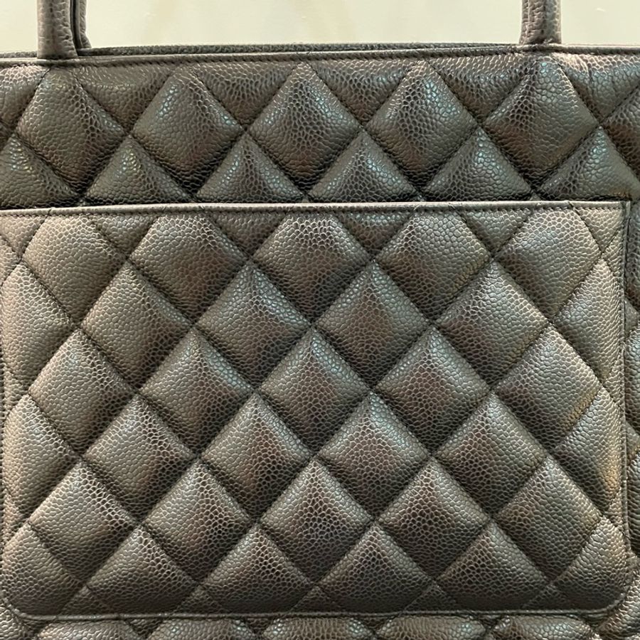 Chanel Beige Quilted Caviar Medallion Tote-9
