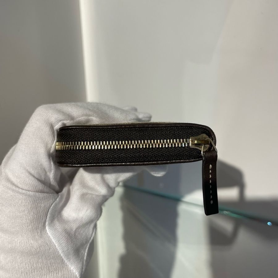 Gucci皮革拼老花帆布拉鍊小零錢卡包-4