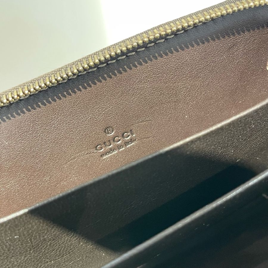Gucci皮革拼老花帆布拉鍊小零錢卡包-8