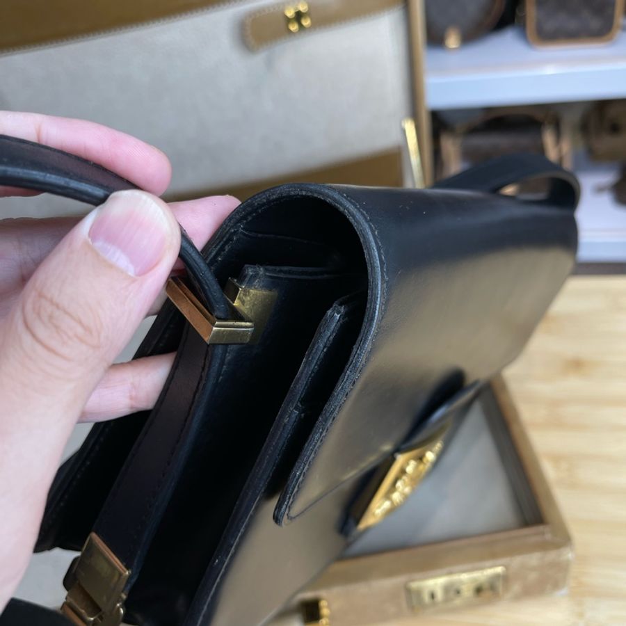 Celine vintage金馬車BOX翻蓋包/肩斜背-12