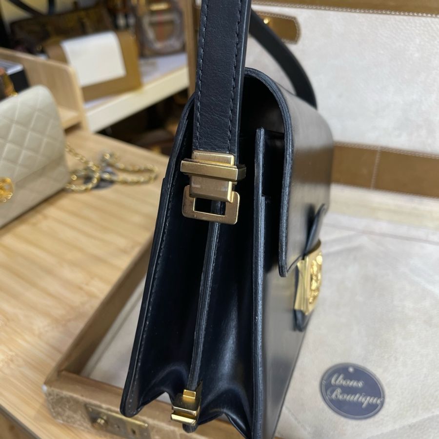 Celine vintage金馬車BOX翻蓋包/肩斜背-13