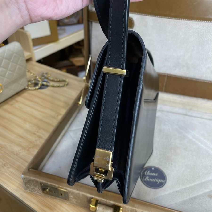 Celine vintage金馬車BOX翻蓋包/肩斜背-14