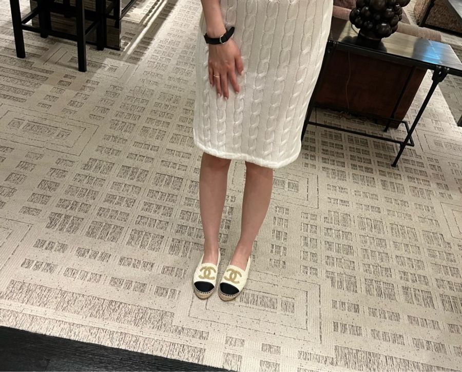 chanel 23S 熱門款超美鵝黃混色 漁夫鞋 草編鞋#37號-1